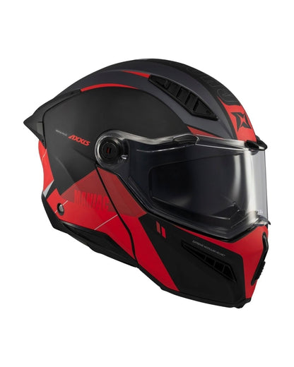 AXXIS Ghostfighter Maniac B5 Mat Gri Kırmızı Motosiklet Kaskı
