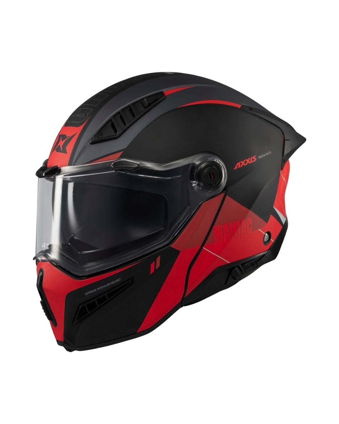AXXIS Ghostfighter Maniac B5 Mat Gri Kırmızı Motosiklet Kaskı