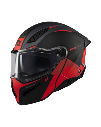 AXXIS Ghostfighter Maniac B5 Mat Gri Kırmızı Motosiklet Kaskı