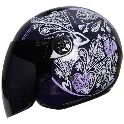 FREEM FR-601 YARIM KASK SİYAH CAMLI PAISLEY WOMEN