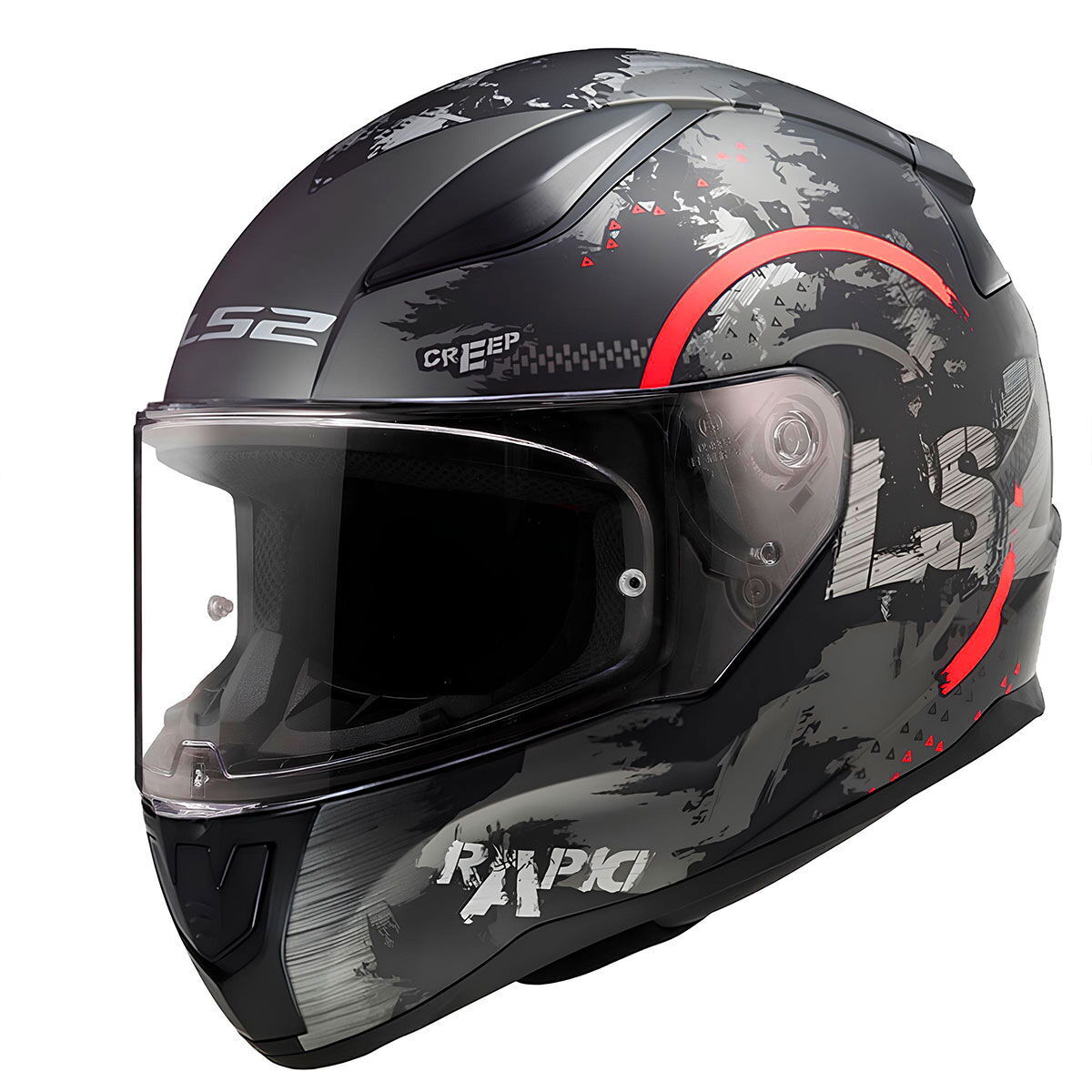 LS2 Rapid 2 Circle Kapalı Kask (Mat Siyah-Kırmızı)