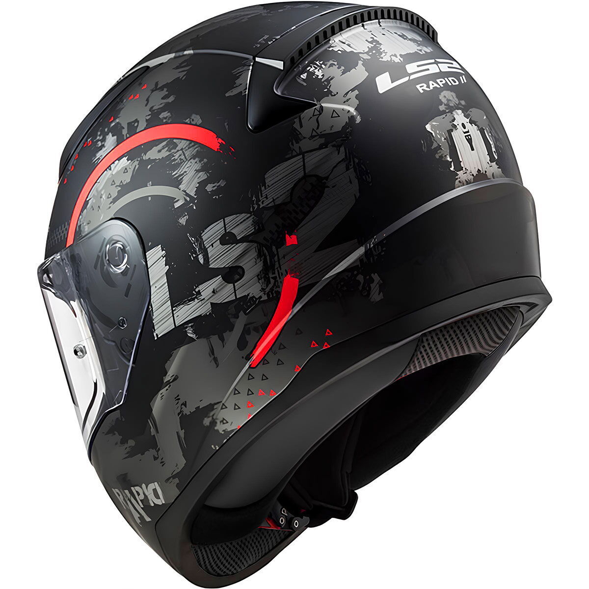 LS2 Rapid 2 Circle Kapalı Kask (Mat Siyah-Kırmızı)