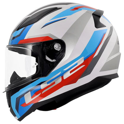 LS2 Rapid 2 Hyper Kapalı Kask (Beyaz-Mavi-Kırmızı)