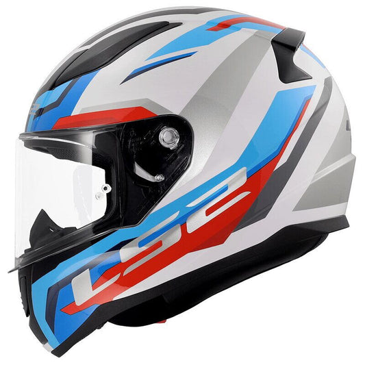 LS2 Rapid 2 Hyper Kapalı Kask (Beyaz-Mavi-Kırmızı)