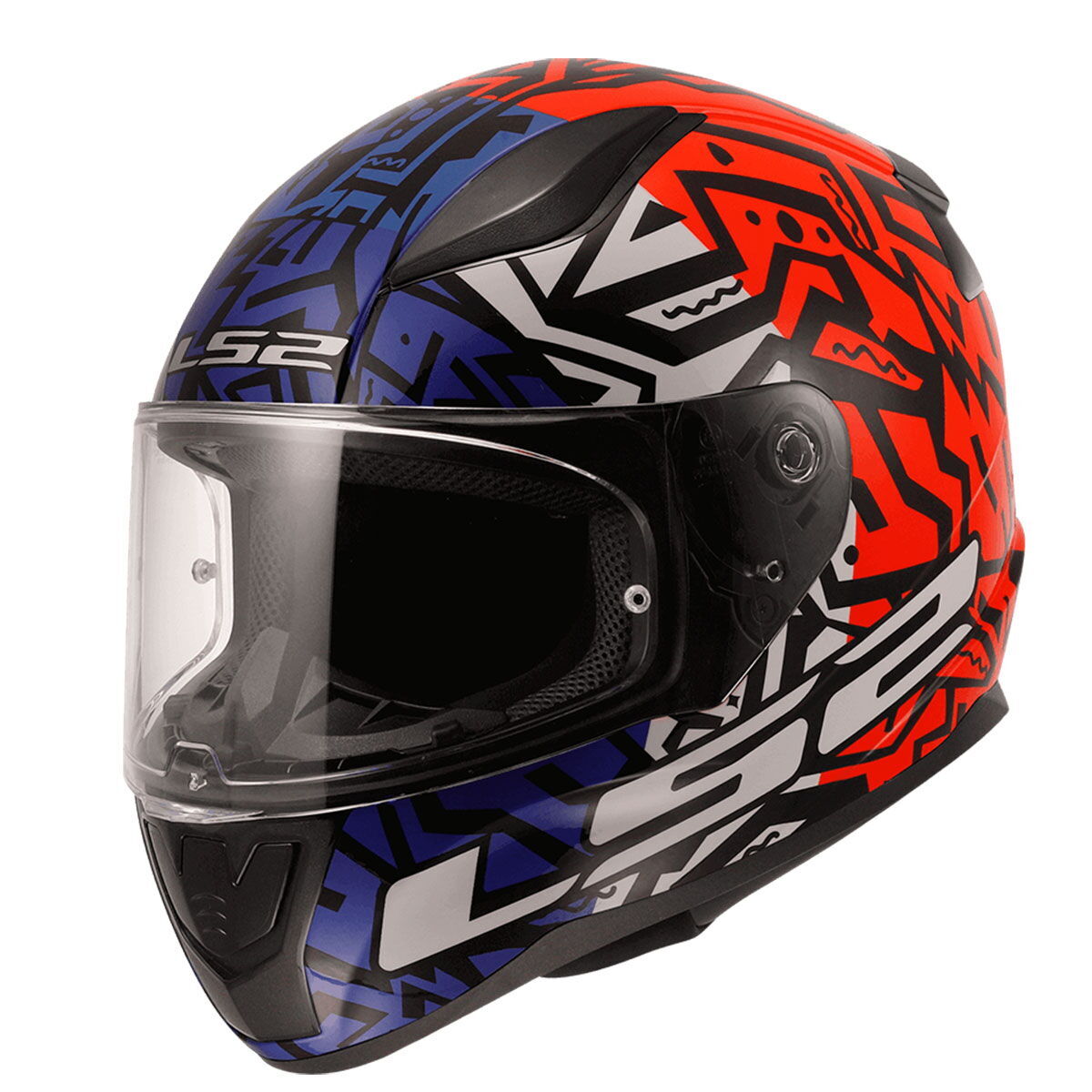 LS2 Rapid 2 Memphis Kapalı Kask (Kırmızı-Mavi)