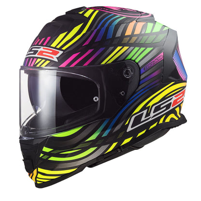 LS2 Storm 2 Power Kapalı Kask (Mat Siyah-Gökkuşağı)