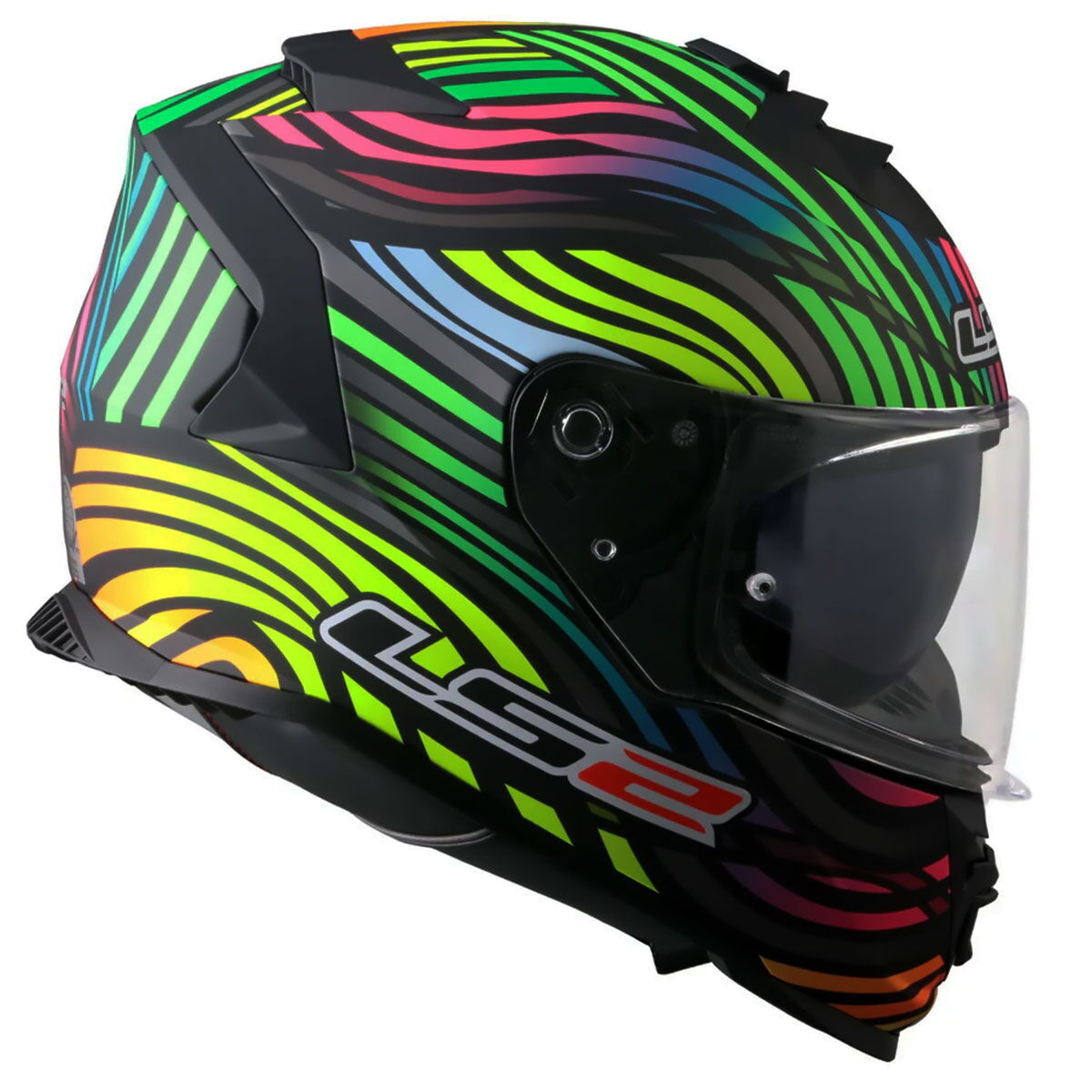 LS2 Storm 2 Power Kapalı Kask (Mat Siyah-Gökkuşağı)