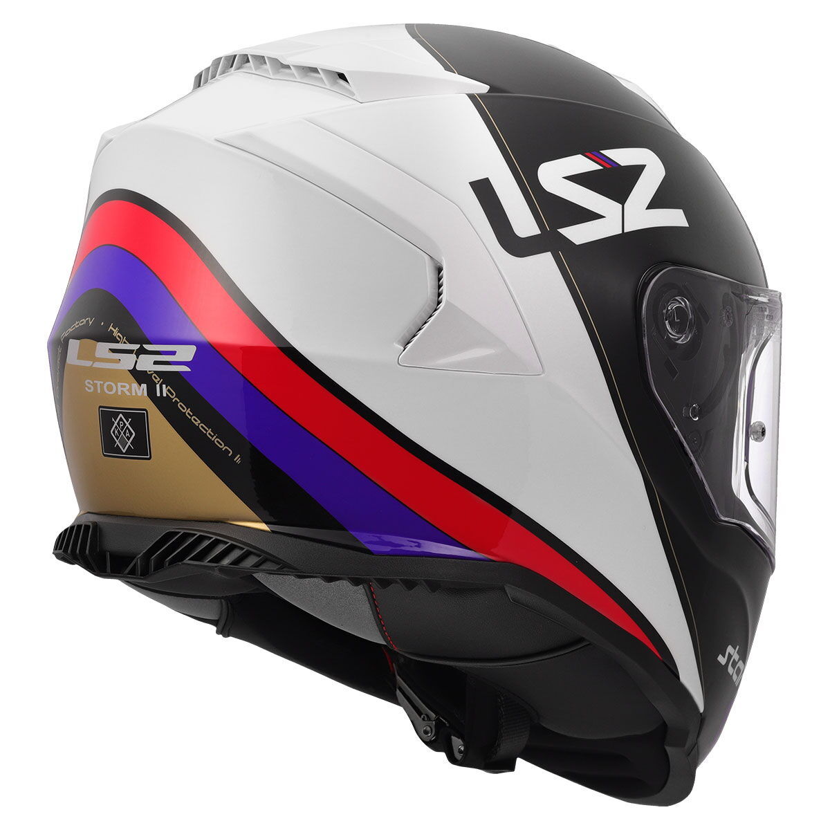 LS2 Storm 2 Stark Kapalı Kask (Beyaz-Kırmızı-Mavi-Sarı)